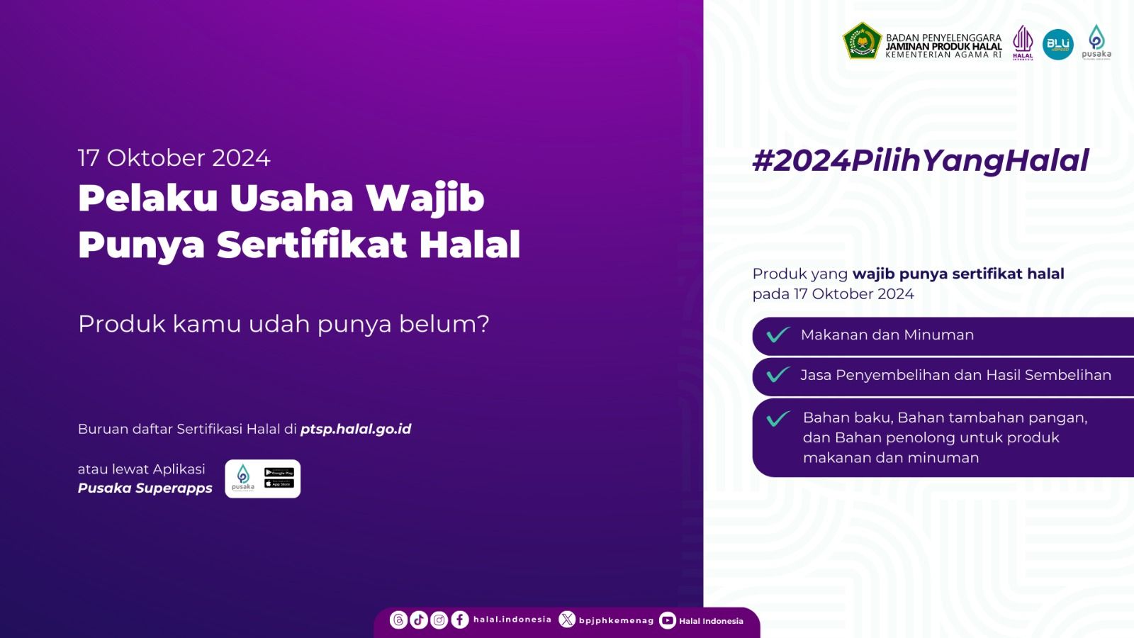 Produk Ini Harus Bersertifikat Halal di Oktober 2024, BPJPH Imbau Pelaku Usaha Segera Urus Sertifikasi Halal 