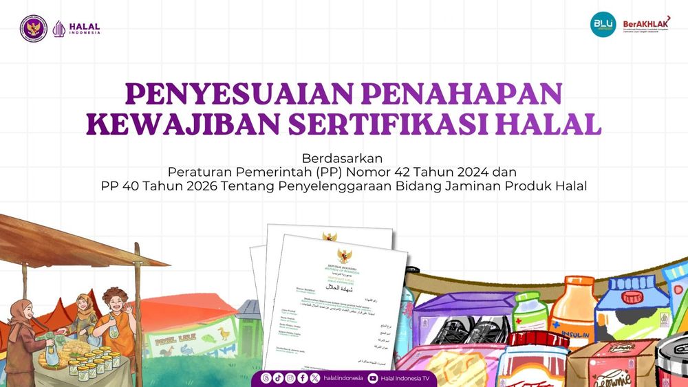 Penyesuaian Penahapan Kewajiban Sertifikasi Halal Diatur dalam PP 40 Tahun 2026, Begini Rinciannya